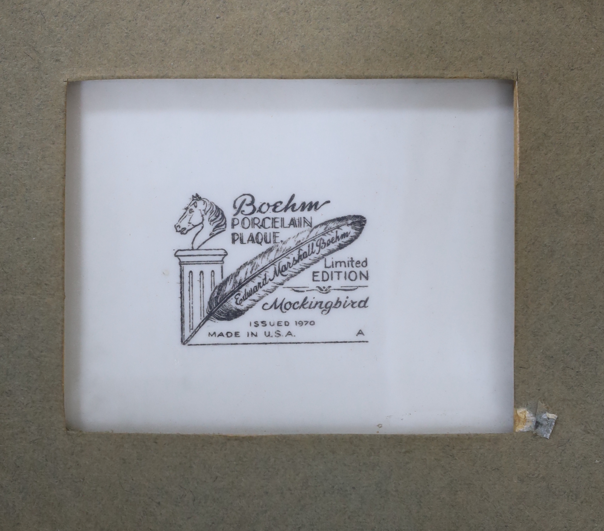 A Boehm porcelain plaque, Mockingbird pattern, 28 x 20.5cm